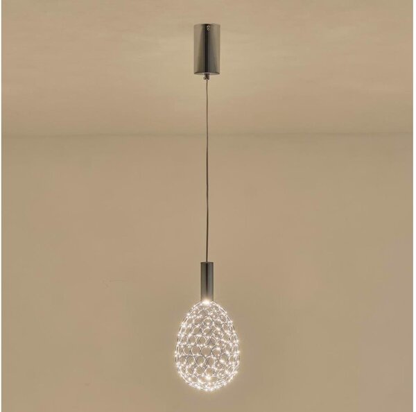Lampadario LED a sospensione con filo LED/6,3W/230V 3000K cromo lucido diametro 14 cm