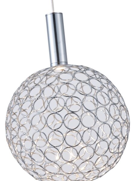 Lampadario LED a sospensione con filo PERFORATO LED/6,3W/230V 3000K cromo lucido diametro 20 cm