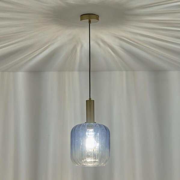 Lampadario a sospensione con filo 1xE27/15W/230V blu/fumé diametro 20 cm