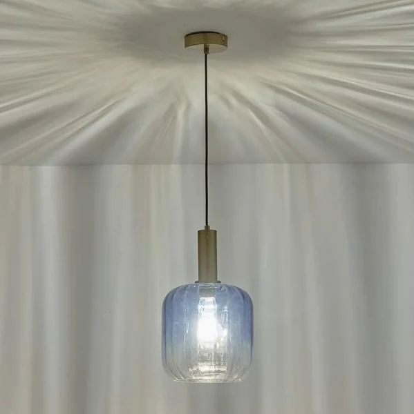 Lampadario a sospensione con filo 1xE27/15W/230V blu/fumé diametro 20 cm