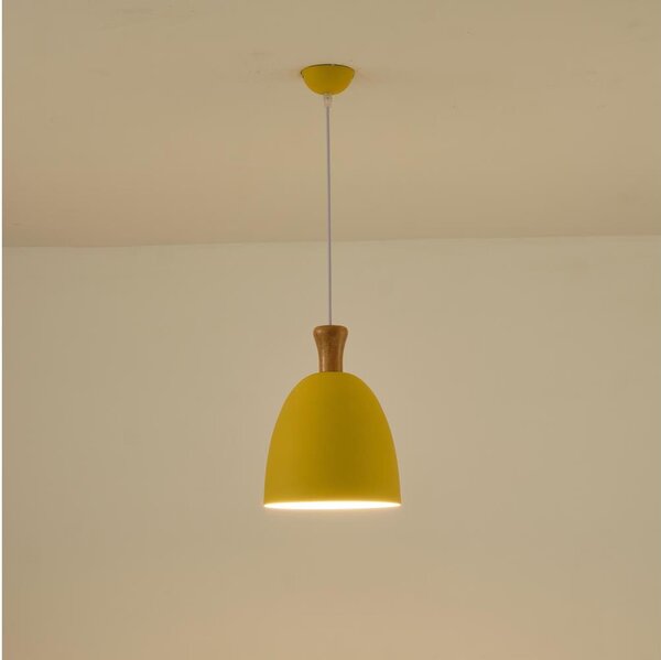 Lampadario a sospensione con filo 1xE27/15W/230V giallo diametro 23 cm