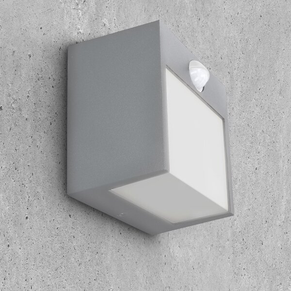 Brilagi TERNI LED/12W/230V lampada da parete esterna con sensore grigia IP44