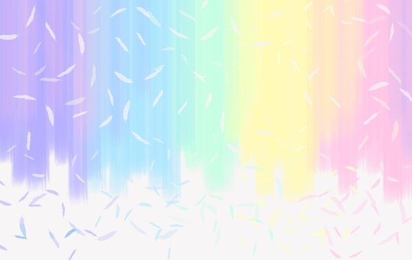 Carta da parati Uno sfondo color arcobaleno con piume bianche che cadono, Carta da parati design, Carta da parati popolare, u99651 - Tapeko.it