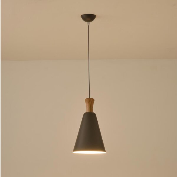 Lampadario a sospensione con filo 1xE27/15W/230V grigio diametro 20 cm