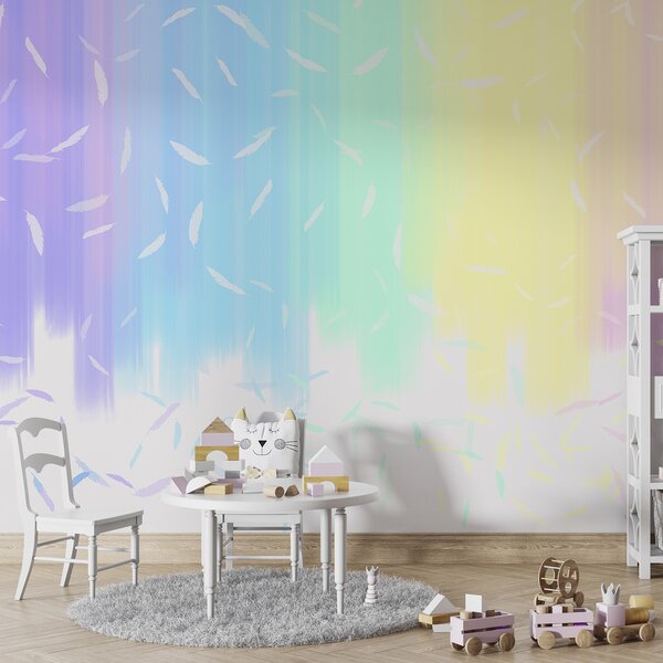 Carta da parati Arcobaleno con piume, giovanile, fiabesco, sfumato, Carta da parati Design, u99651 : Uwalls.it