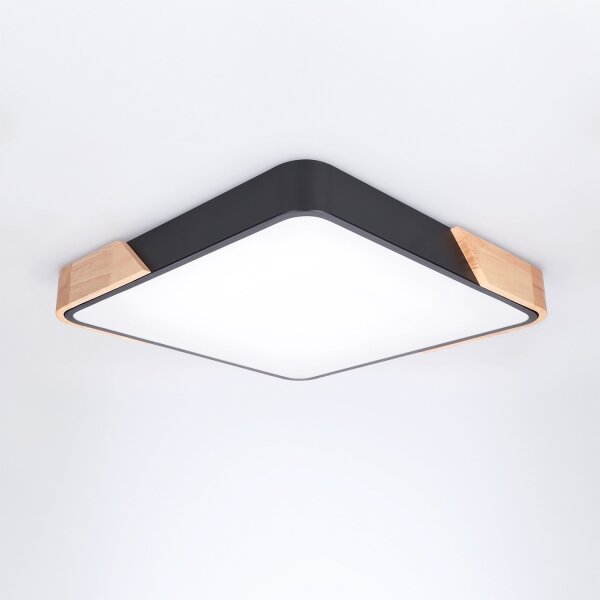 Brilagi - Lampada LED dimmerabile PILANA LED/48W/230V rovere/nero 42x42 cm + telecomando