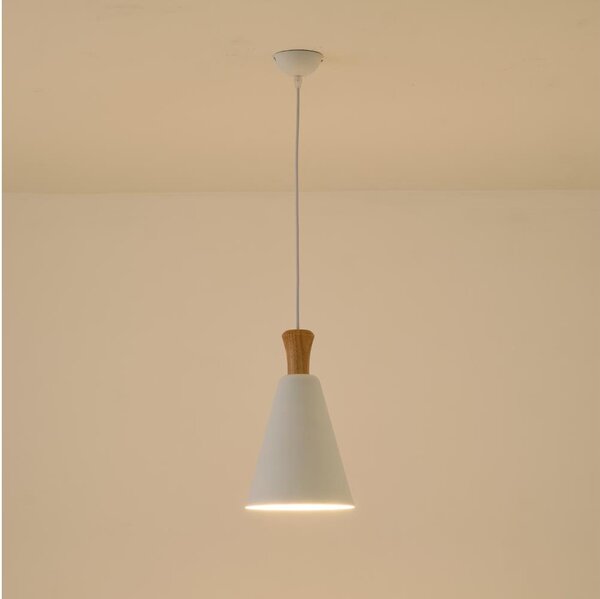 Lampadario a sospensione con filo 1xE27/15W/230V bianco diametro 20 cm