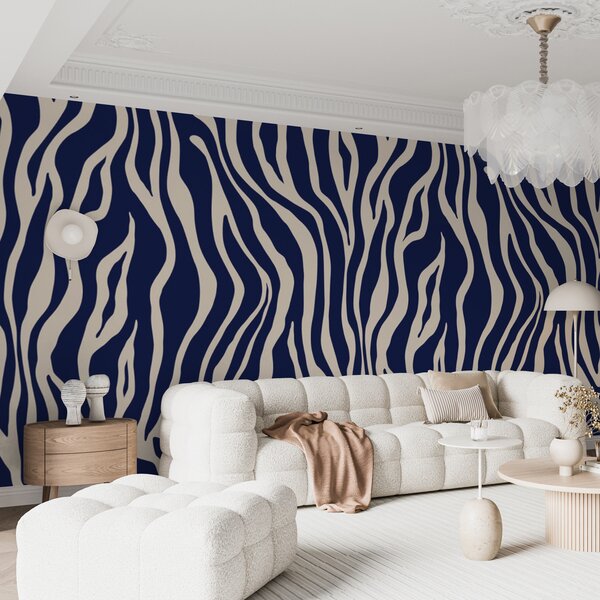 Carta da parati Stampa vettoriale di pelle di zebra nei colori blu e bianco, Carta da parati lastrazione, u99173v1 : Uwalls.it