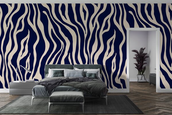 Carta da parati Stampa vettoriale di pelle di zebra nei colori blu e bianco, Carta da parati lastrazione, u99173v1 : Uwalls.it