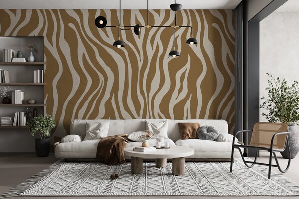 Carta da parati Stampa vettoriale di pelle di zebra nei colori marrone e bianco, Carta da parati lastrazione, u99173 : Uwalls.it