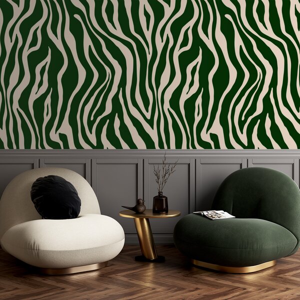 Carta da parati Stampa vettoriale di pelle di zebra nei colori verde e bianco, Carta da parati lastrazione, u99173v2 : Uwalls.it