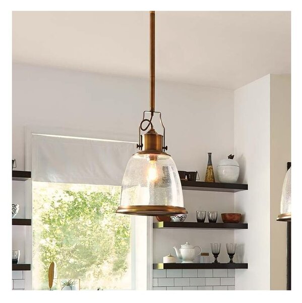 Feiss FE-HOBSON-P-M-AB - Lampadario a sospensione con supporto rigido HOBSON 1xE27/60W/230V bronzo