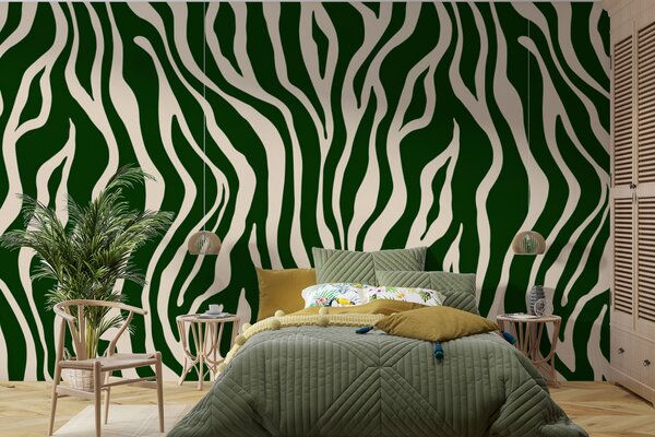 Carta da parati Stampa vettoriale di pelle di zebra nei colori verde e bianco, Carta da parati lastrazione, u99173v2 : Uwalls.it