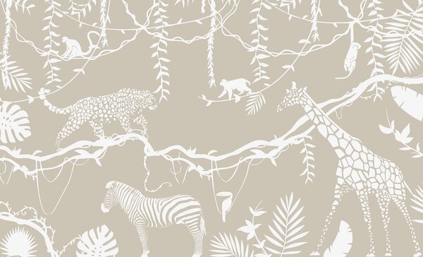Carta da parati Una carta da parati con animali e piante, Carta da parati Natura, Carta da parati popolare, w00087 - Tapeko.it