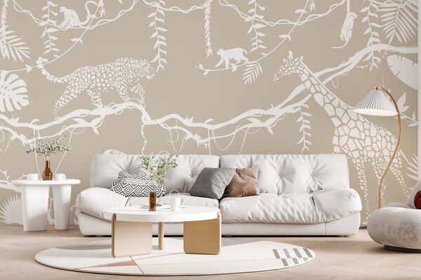 Carta da parati Una carta da parati con animali e piante, Carta da parati Natura, Carta da parati popolare, w00087 - Tapeko.it