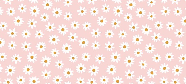 Carta da parati Un motivo di fiori bianchi su sfondo rosa, Carta da parati Floreale, Carta da parati popolare, w00136 - Tapeko.it