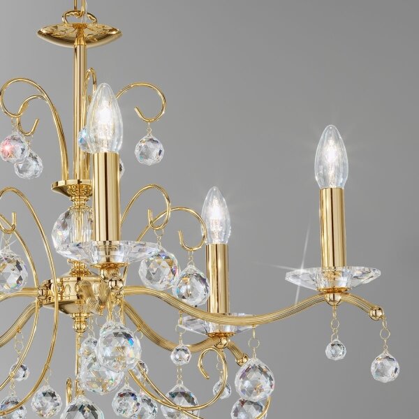 Kolarz 3234.85.3.KoT- Lampadario di cristallo a sospensione con catena CARMEN 5xE14/60W/230V 24K oro