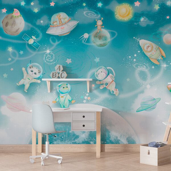 Carta da parati Le avventure cosmiche e galattiche degli, Carta da parati per Bambini, Carta da parati Vivaio in stile scandinavo, w00343 : Uwalls.it