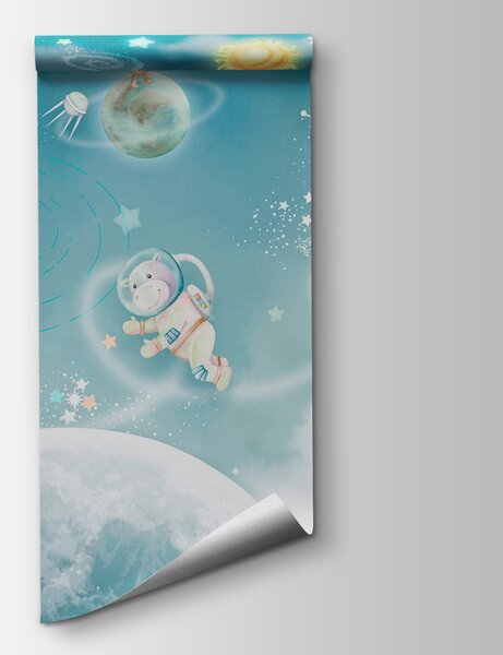 Carta da parati Una scena spaziale a cartoni animati con pianeti e stelle, Carta da parati Spazio, Carta da parati popolare, w00343 - Tapeko.it