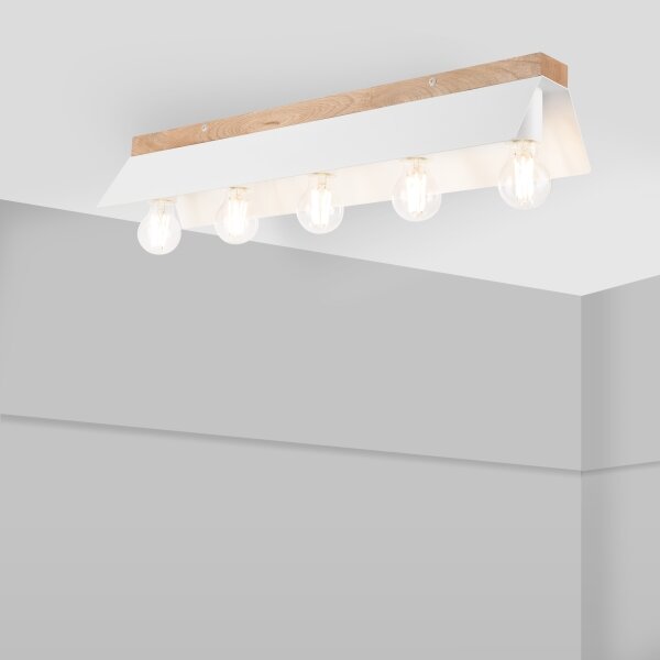 Plafoniera ESME 5xE27/15W/230V bianco/quercia