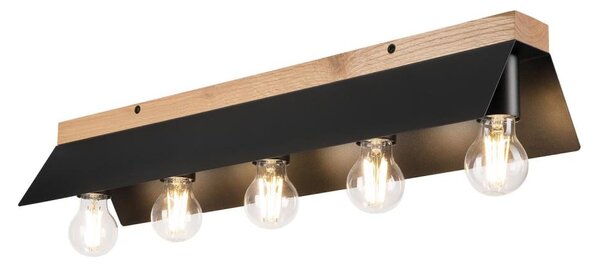 Plafoniera ESME 5xE27/15W/230V nero/quercia