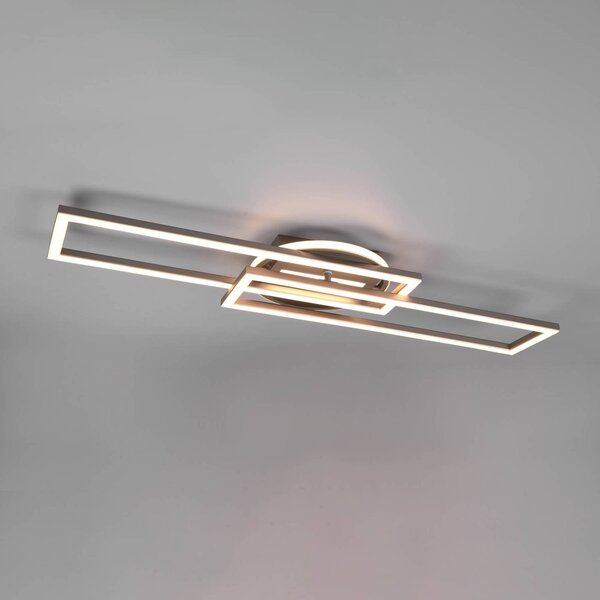 Reality Leuchten Plafoniera LED Twister, girevole, remote, nichel