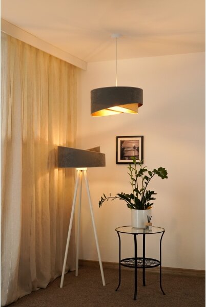 Brilagi - Lampadario LED a sospensione con filo LYRA 1xE27/15W/230V grigio/beige/oro