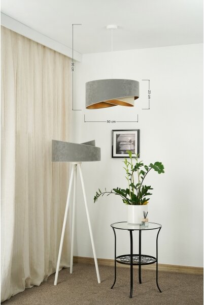 Brilagi - Lampadario LED a sospensione con filo LYRA 1xE27/15W/230V grigio/beige/oro