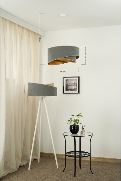 Brilagi - Lampadario LED a sospensione con filo LYRA 1xE27/15W/230V grigio/oro