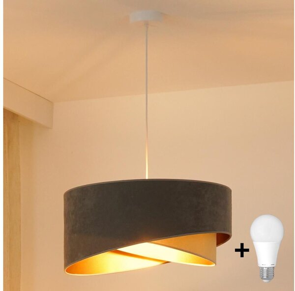 Brilagi - Lampadario LED a sospensione con filo LYRA 1xE27/15W/230V grigio/beige/oro
