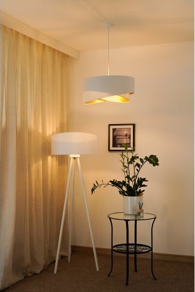 Brilagi - Lampadario LED a sospensione con filo LYRA 1xE27/15W/230V bianco/oro