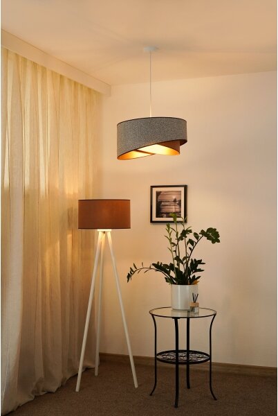 Brilagi - Lampadario LED a sospensione con filo LYRA 1xE27/15W/230V grigio/color crema/oro