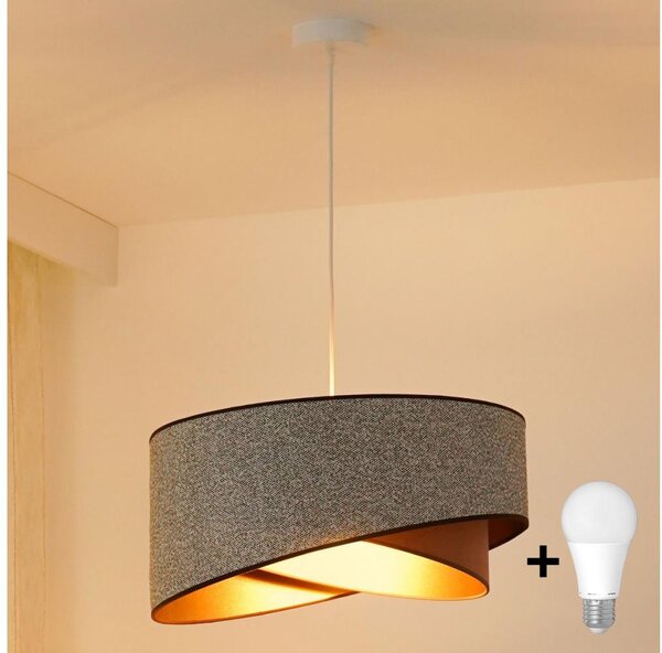 Brilagi - Lampadario LED a sospensione con filo LYRA 1xE27/15W/230V grigio/color crema/oro