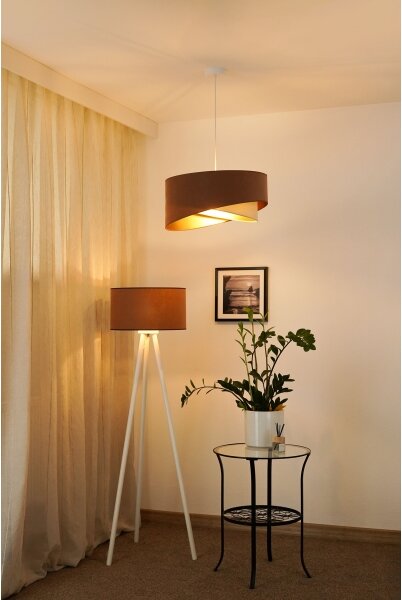 Brilagi - Lampadario LED a sospensione con filo LYRA 1xE27/15W/230V marrone/color crema/oro