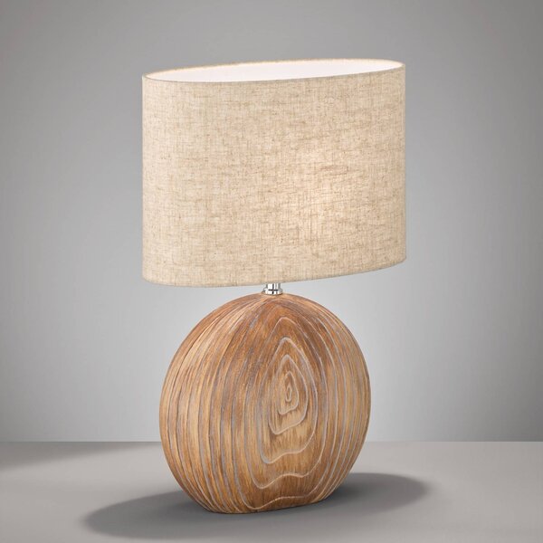 FISCHER & HONSEL Lampada da tavolo Tobse legno/sabbia alta 53 cm