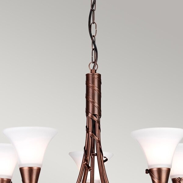 Elstead EM5-COPPER - Lampadario a sospensione con catena EMILY 5xE14/40W/230V