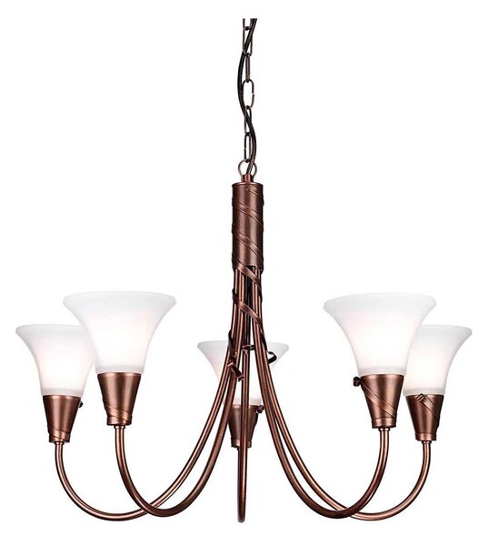Elstead EM5-COPPER - Lampadario a sospensione con catena EMILY 5xE14/40W/230V