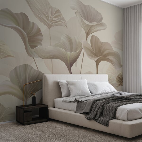 Carta da parati Splendide foglie grandi di colore beige, Carta da parati Floreale, w00385v3 : Uwalls.it