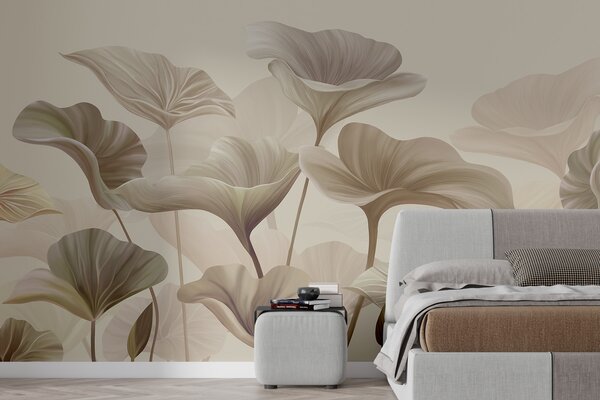 Carta da parati Splendide foglie grandi di colore beige, Carta da parati Floreale, w00385v3 : Uwalls.it
