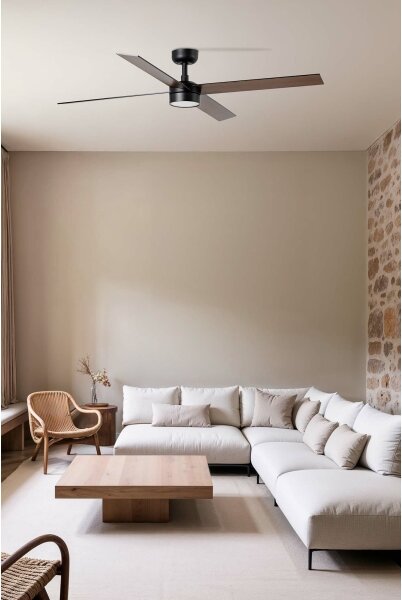 FARO 34356WT-1TW-LED Ventilatore dimmerabile RUDDER L 18W/230V marrone/nero diametro 132 cm WT + TC