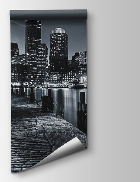 Carta da parati Lo skyline della città con le luci sull'acqua, Carta da parati citta, Carta da parati popolare, u54150 - Tapeko.it