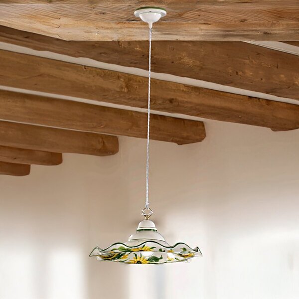 Lampadario ceramica lampadari bartalini 2217.2 e27 led 41cm piatto girasole artigianale - Lampadari Bartalini