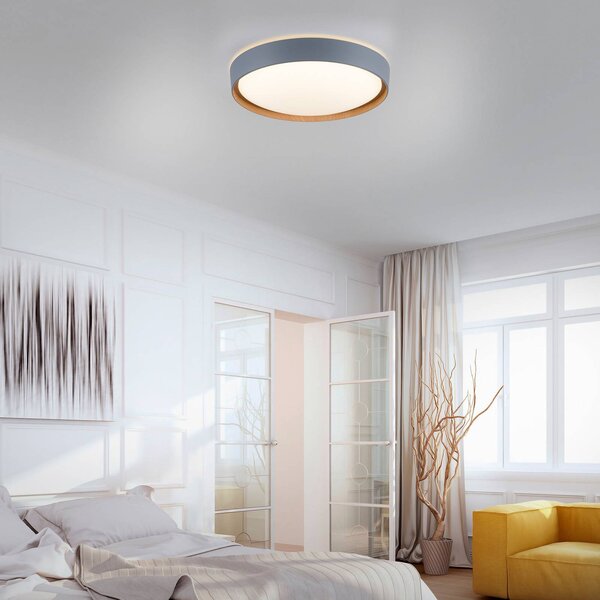 Q-Smart-Home Paul Neuhaus Q-EMILIA plafoniera LED, grigio/legno