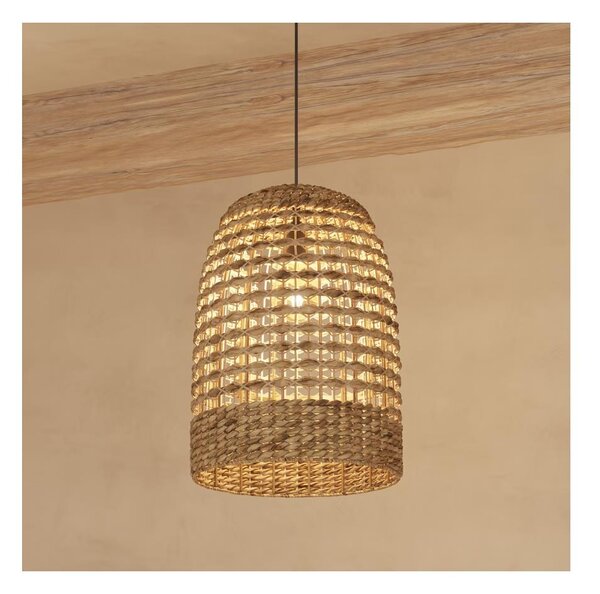 Atmosphera - Lampadario a sospensione con filo SAND 1xE27/40W/230V rattan/giacinto d'acqua