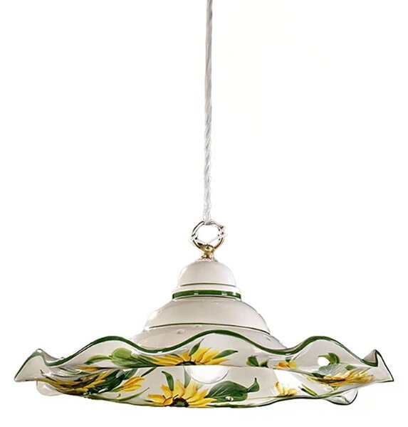 Lampadario ceramica lampadari bartalini 2217.2 e27 led 41cm piatto girasole artigianale - Lampadari Bartalini