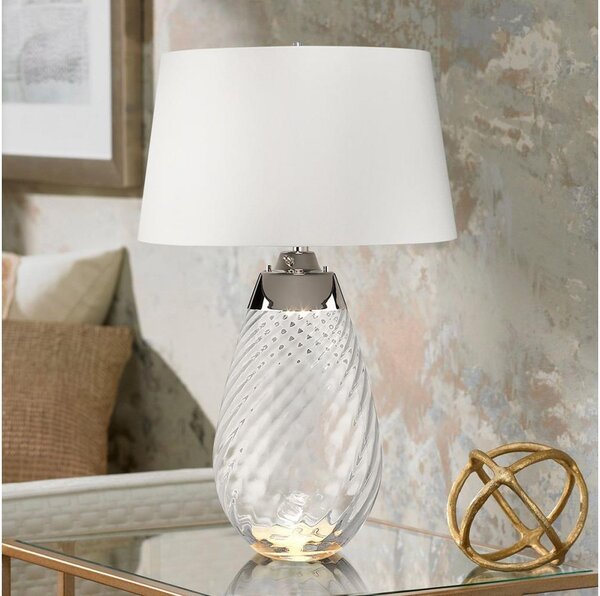 Elstead LENA-TL-L-SMOKE-OWSS - Lampada da tavolo LED LENA 1xE27/40W/230V 74 cm bianco