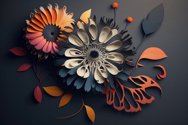 Carta da parati Fiori di carta ritagliati, Carta da parati 3d fiori, Carta da parati popolare, u94976 - Tapeko.it