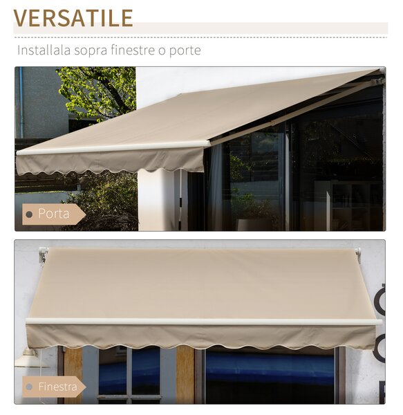 Outsunny Tenda da Sole a bracci retraibili per Esterno con Avvolgibile a Manovella in Metallo e Alluminio, 395x245cm, Beige | Aosom Italy