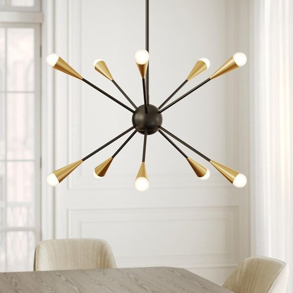 Feiss FE-JAX10-MB - Lampadario a sospensione con supporto rigido LED JAX 10xG9/3W/230V nero/oro