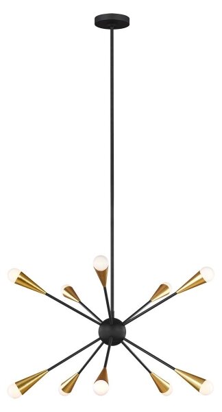 Feiss FE-JAX10-MB - Lampadario a sospensione con supporto rigido LED JAX 10xG9/3W/230V nero/oro